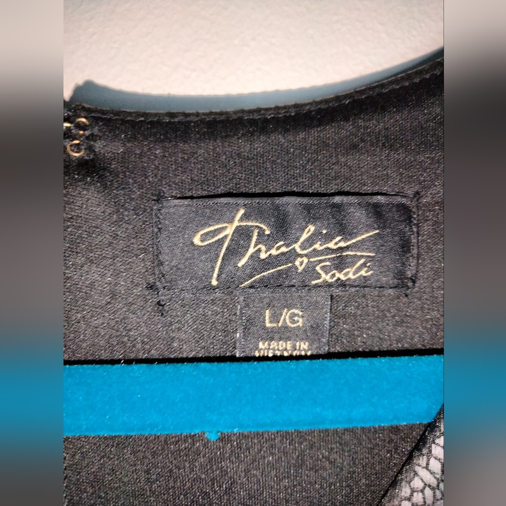 Thalia Sodi (Sz L) Black Pebble Faux Leather Sleeveless Slip Pocket Sheath Dress - Picture 2 of 11